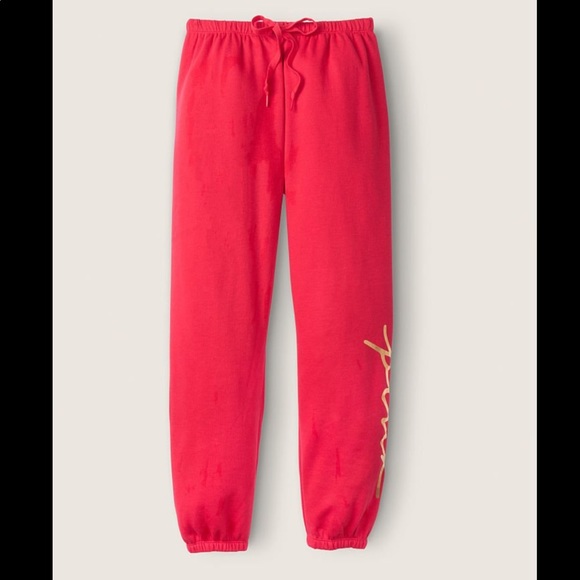 PINK Victoria's Secret Pants - Victoria’s Secret PINK Red Logo Everyday Classic Lounge Pants Sweatpants Joggers